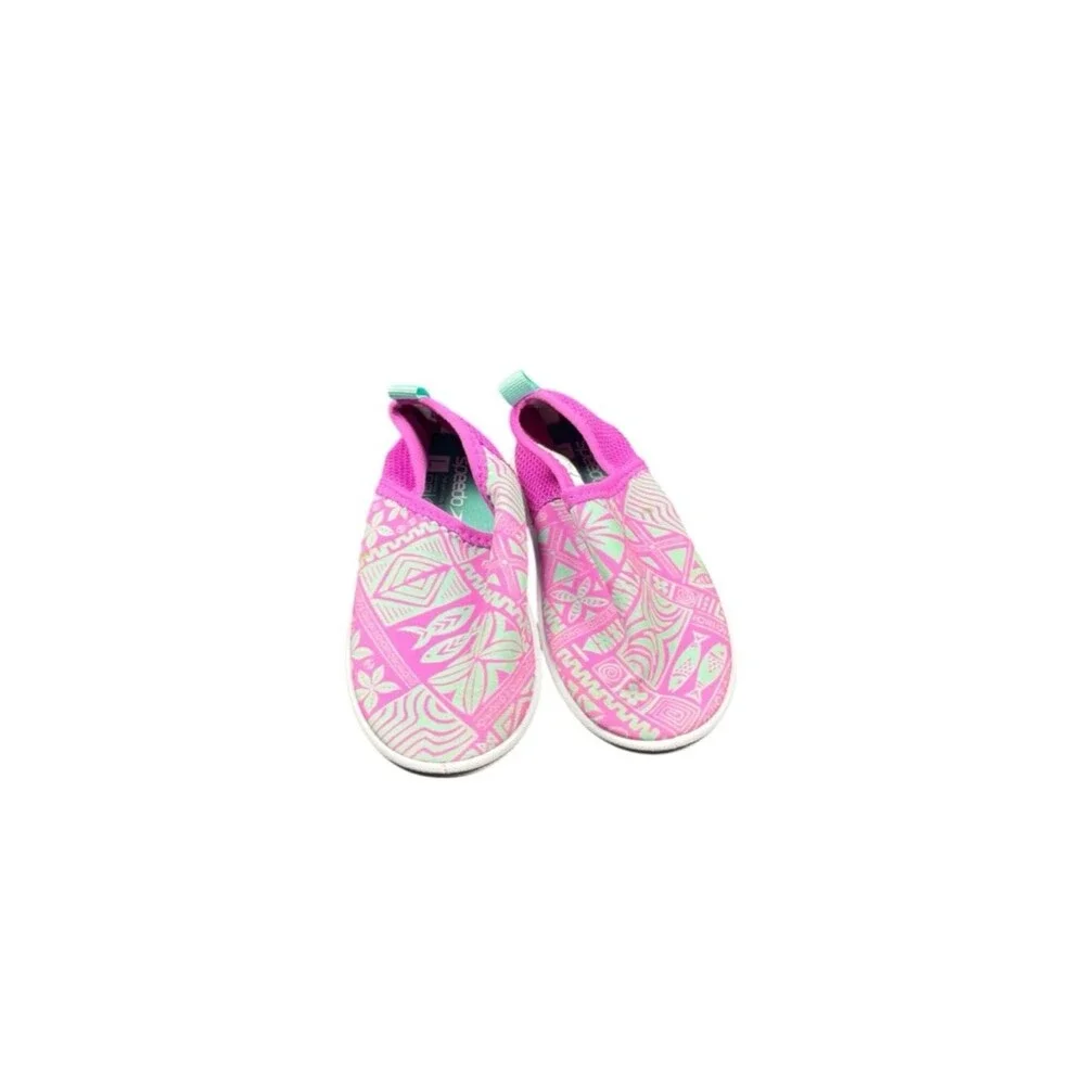 Speedo Kids Girls Water Shoes Pink Green Tropical Slip On Beach Pool Size 9/0